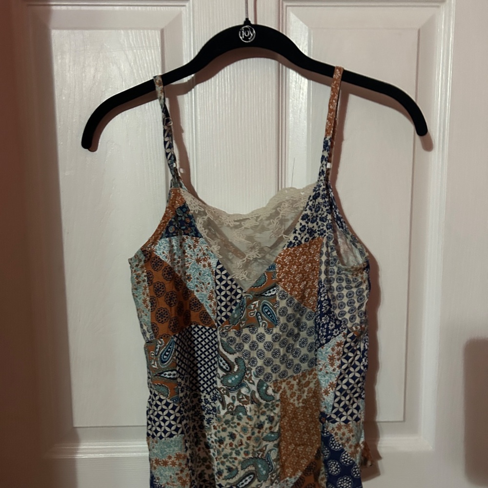 WOMENS EXTRA SMALL AMERICAN RAG TANK TOP COUNTRY WESTERN PAISLEY PATTERN SUMMER